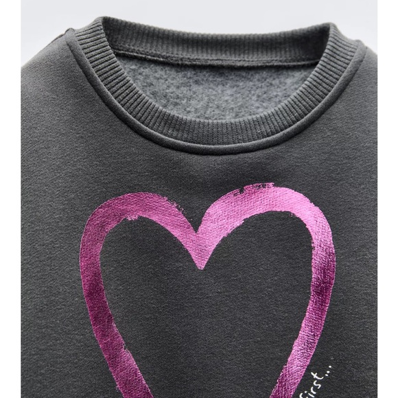 ZARA SHINY HEART SWEATSHIRT - Picture 2 of 8